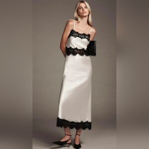 Elegant White and Black Lace Maxi Dress